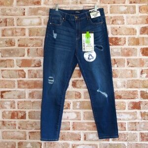 NWT d. jeans women's dark wash distressed high waist ankle jeans, size 14